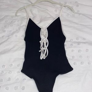 Black and White Tie Bodysuit